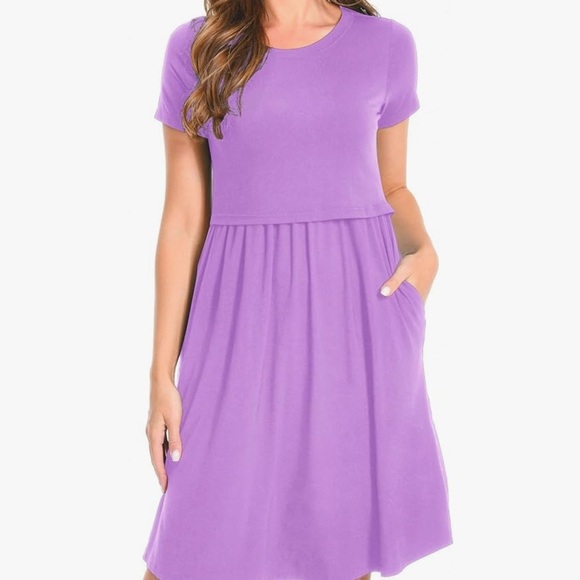 Bearsland Dresses & Skirts - Lavender Nursing Maternity Dress XL – Pockets Breastfeeding Access Soft Stretch